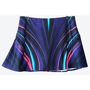 Lucky In Love Women's Large Black Purple Teal Pink Striped Golf Skort Waist 32"